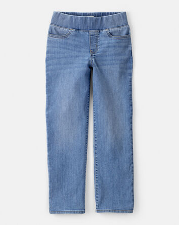Girls Mid-Rise Denim Pull-On Jeans - Blue, 