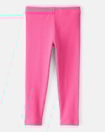 Toddler Girl Cotton Solid Stretch Leggings - Pink, 