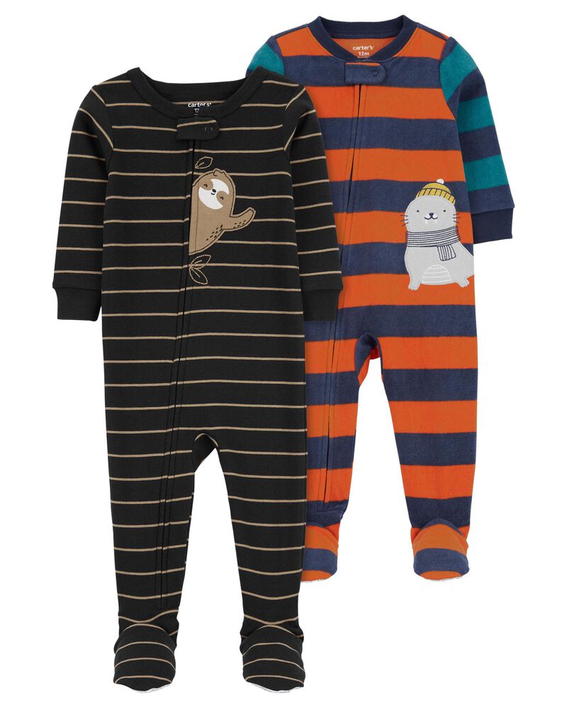 Toddler 2-Pack Footie 1-Piece Pajamas Set, image 1 of 3 slides