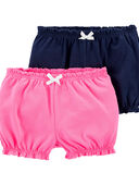 Pink/Navy - Baby 2-Pack Cotton Shorts