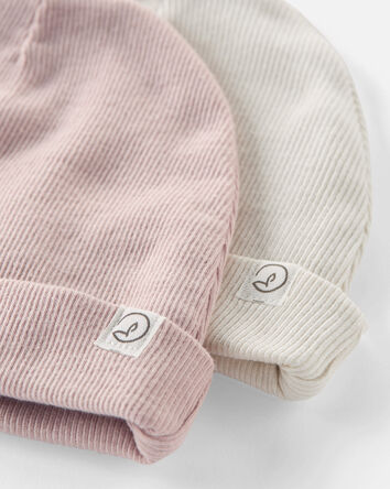 Baby 2-Pack Organic Cotton Rib Caps, 
