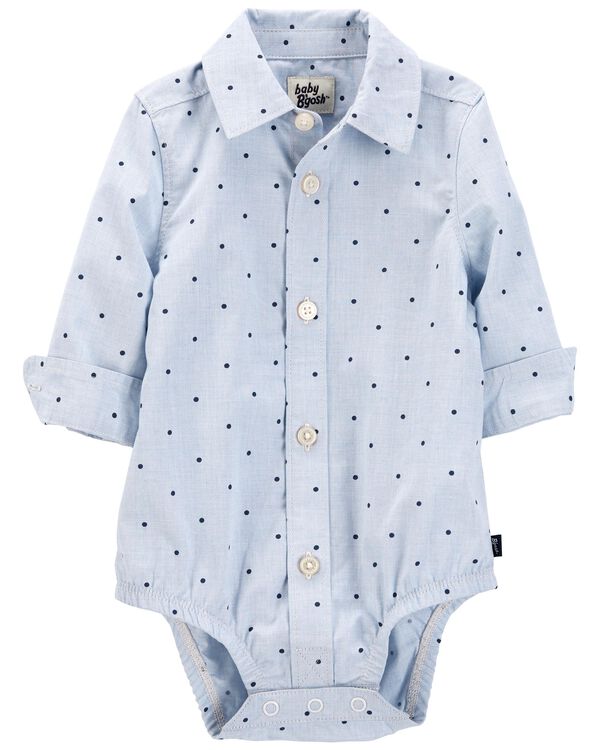 Chambray Baby Polka Dot ButtonFront Bodysuit