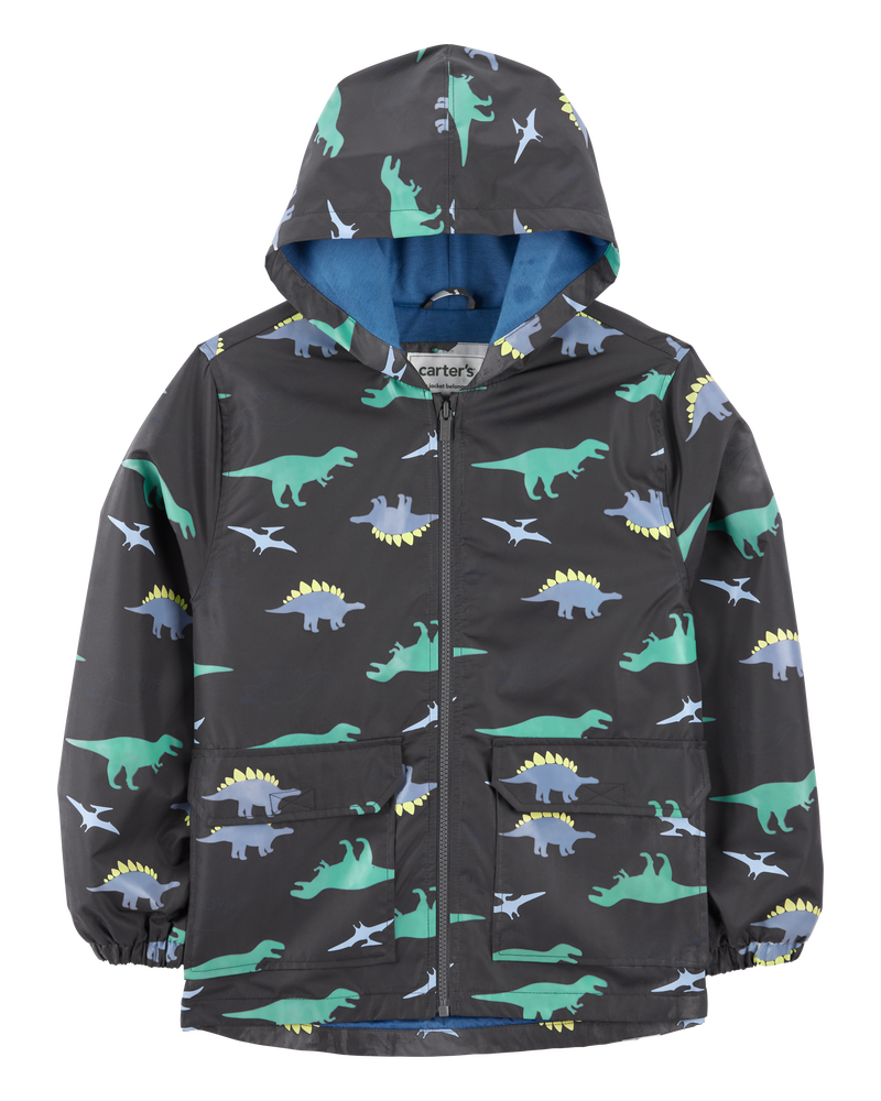 Dinosaur Color Changing Rain Jacket - Grey, image 3 of 6 slides