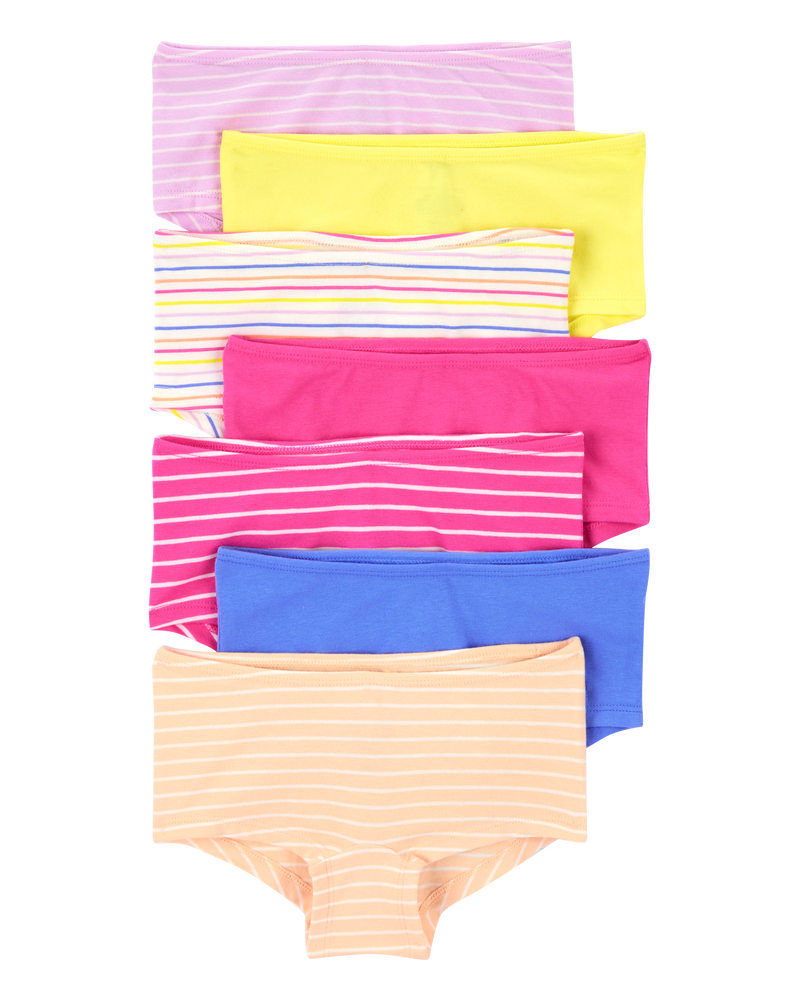 Kid 7-Pack Striped Boyshort Cotton Stretch Underwear, image 1 of 2 slides