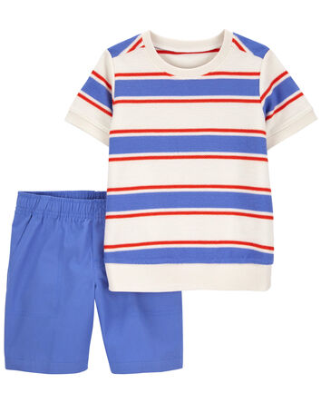 Baby 2-Piece Striped Tee & Canvas Shorts Set, 
