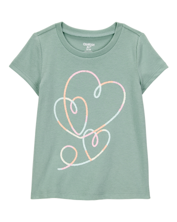 Toddler Heart-Print Short-Sleeve Graphic Tee - Green, 