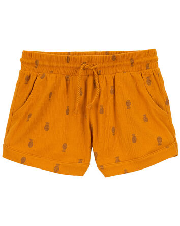 Kid Pineapple Pull-On Knit Gauze Shorts, 