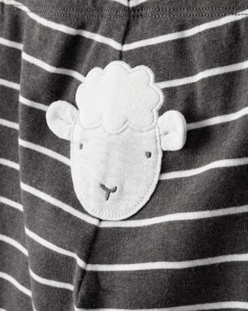 Baby Boy 3-Piece Striped Sheep Print Long-Sleeve Bodysuits & Pant Set - White/Black, 