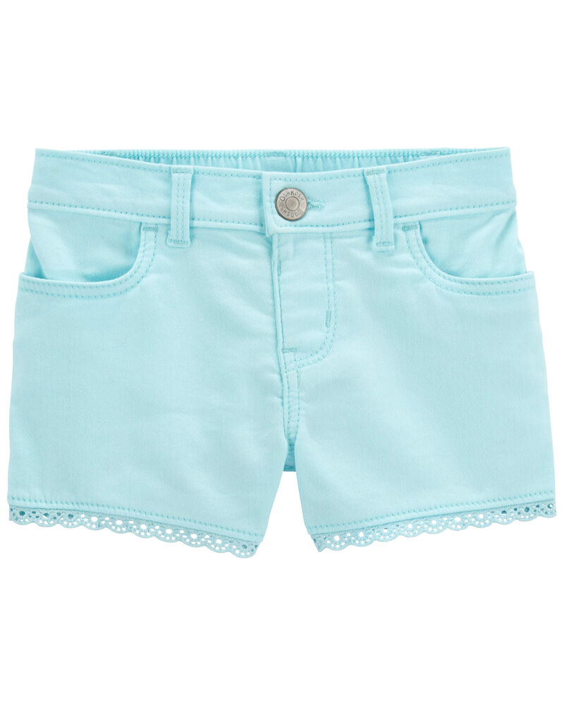 Baby Eyelet Trim Denim Shorts, image 1 of 3 slides