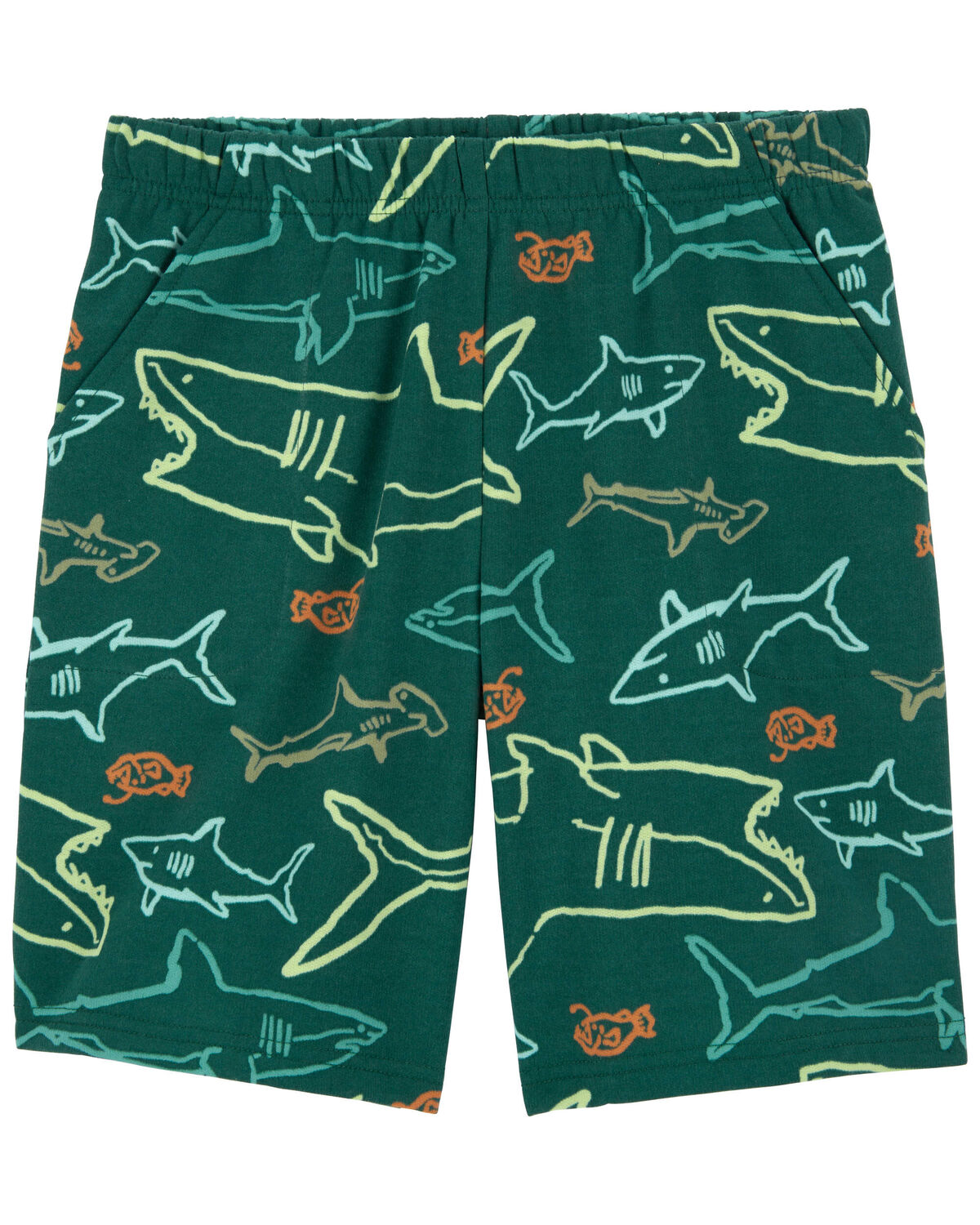 Green Kid Shark Pull-On Fleece Pajama Shorts | carters.com
