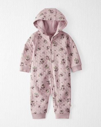 Baby Quilted Double Knit Floral Pram Made with Organic Cotton, 