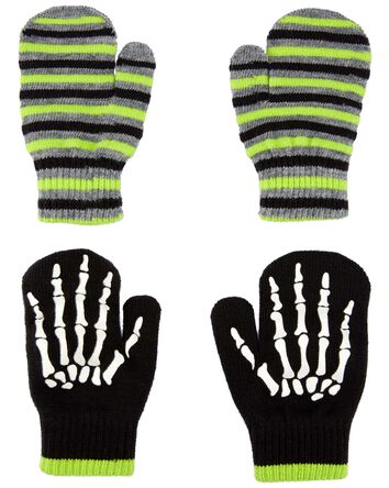 2-Pack Skeleton Gripper Mittens, 