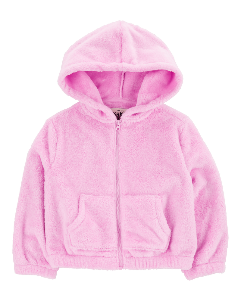 Toddler Velour Zip-Up Jacket - Pink, image 1 of 3 slides
