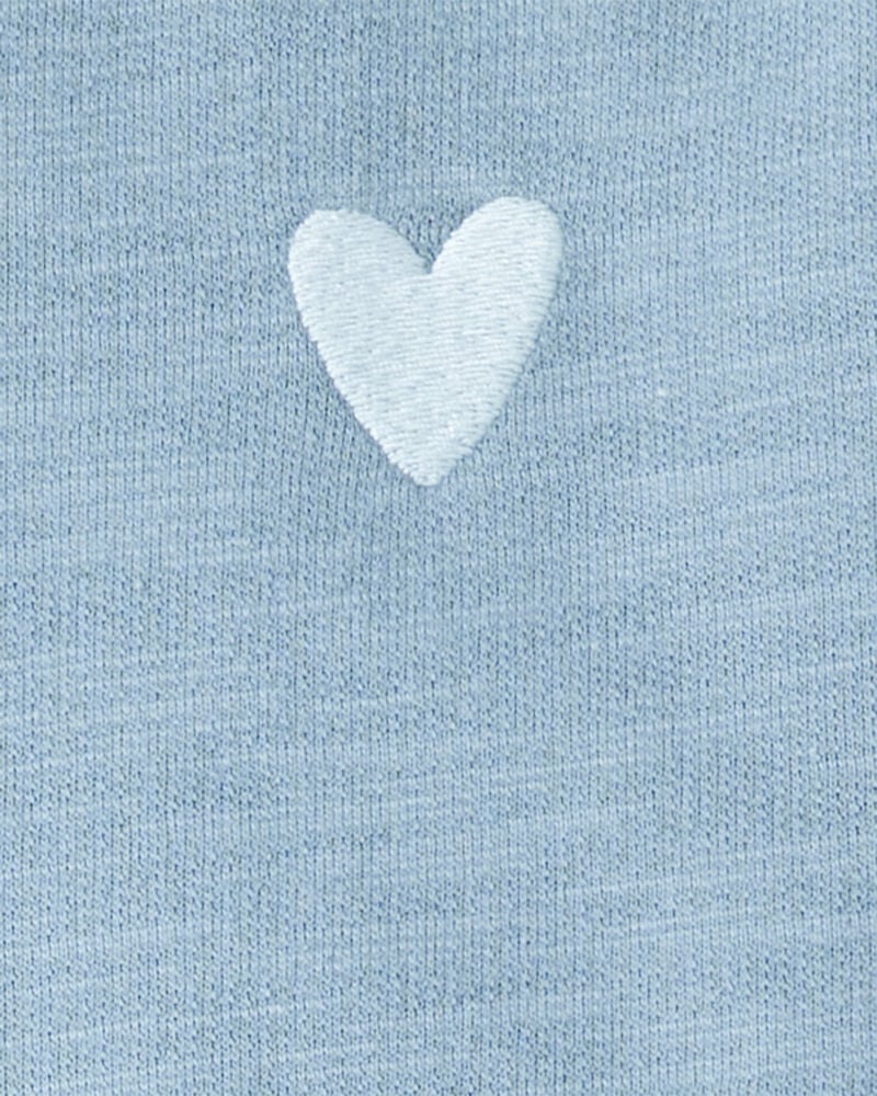 Toddler Girl Heart Cotton Long-Sleeve Cardigan Sweater - Blue, image 3 of 4 slides