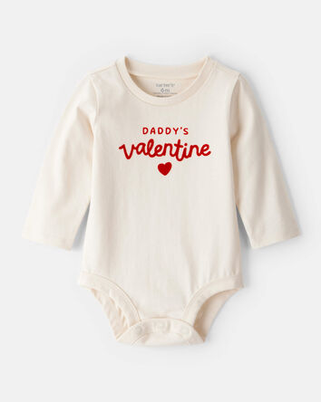 Baby Girl Daddy's Valentine Long-Sleeve Graphic Bodysuit - Cream, 