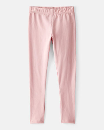 Girls Cotton Pull-On Stretch Leggings - Pink, 