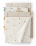 Baby 4-Pack Stork Print Receiving Blankets - Yellow, image 1 of 5 slides
