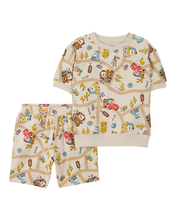Baby 2-Piece Cars French Terry Outfit Set - Brown, 