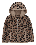 Toddler Leopard Zip-Up Fleece Hoodie, image 1 of 3 slides
