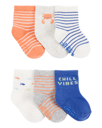 Baby Boy 6-Pack Crab Booties, 