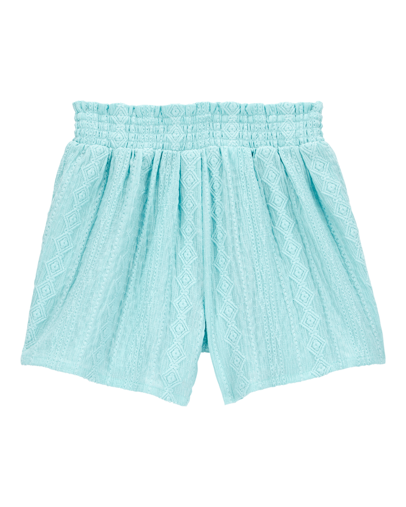 Kid Pull-On Smocked Shorts - Blue, image 2 of 4 slides