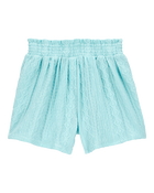 Kid Pull-On Smocked Shorts - Blue, image 2 of 4 slides