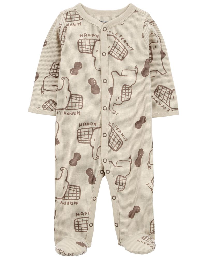 Baby Elephant Snap-Up Thermal Sleep & Play Pajamas, image 1 of 4 slides