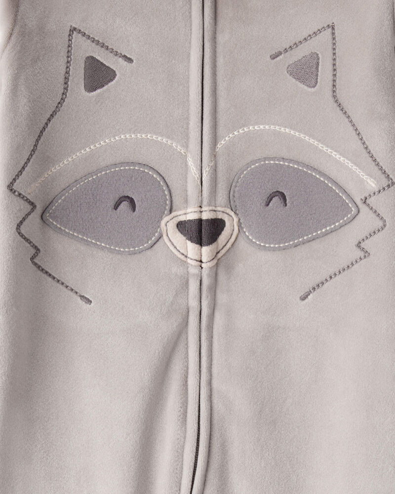 Toddler Boy Raccoon Velour-Velboa Loose Fit Long-Sleeve 2-Way Zip Pajamas, image 4 of 5 slides
