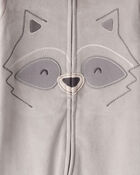 Toddler Boy Raccoon Velour-Velboa Loose Fit Long-Sleeve 2-Way Zip Pajamas, image 4 of 5 slides