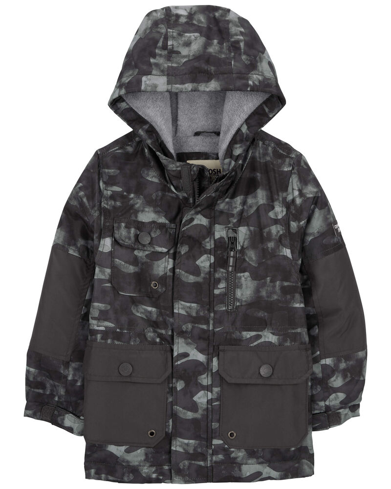 Toddler Camo Print Fleece-Lined Midweight Utility Jacket
, image 1 of 3 slides