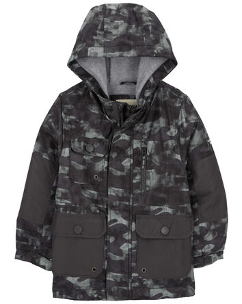 Toddler Camo Print Fleece-Lined Midweight Utility Jacket
, 