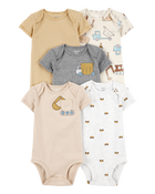 Baby Boy 5-Pack Construction Short-Sleeve Cotton Bodysuits, image 1 of 9 slides