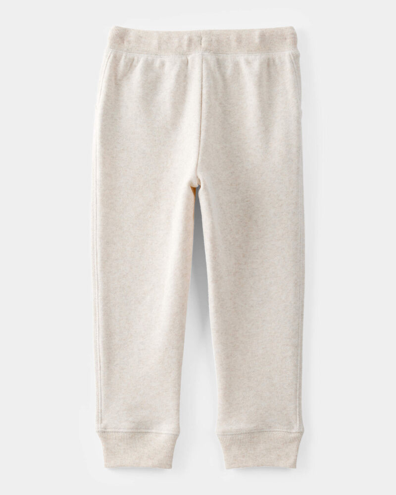 Toddler Girl Solid Fleece Drawstring Joggers - Oatmeal, image 2 of 4 slides