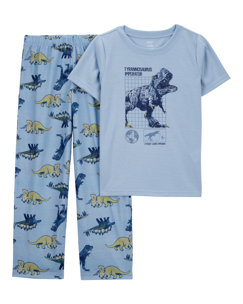 Boys Dinosaur Loose Fit 2-Piece Pajamas - Blue, image 1 of 3 slides