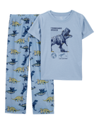 Boys Dinosaur Loose Fit 2-Piece Pajamas - Blue, image 1 of 3 slides