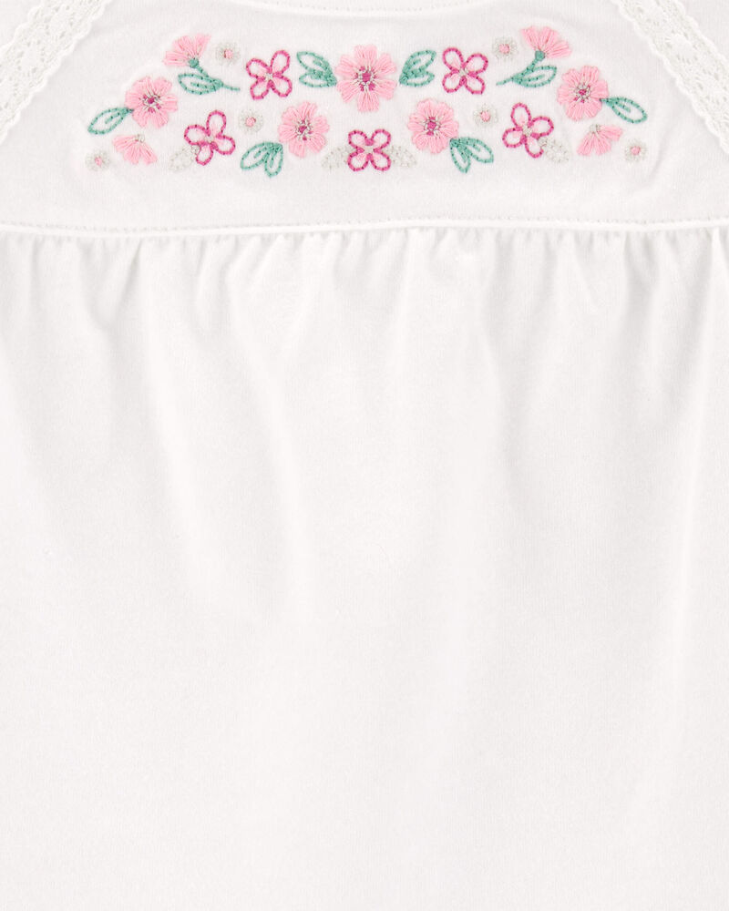 Baby Flutter-Sleeves Floral Top - White, image 2 of 3 slides