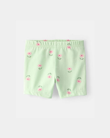Baby Girl Floral Bike Shorts - Green, 