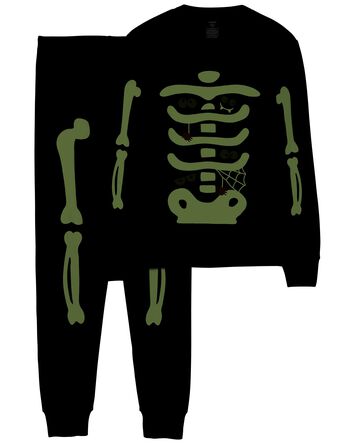 Adult 2-Piece Glow Skeleton 100% Snug Fit Cotton Pajamas, 
