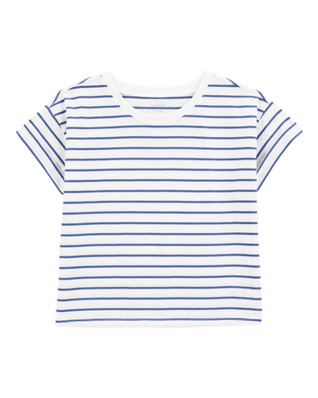 Kid Striped Short-Sleeve Fashion Top - Navy, 