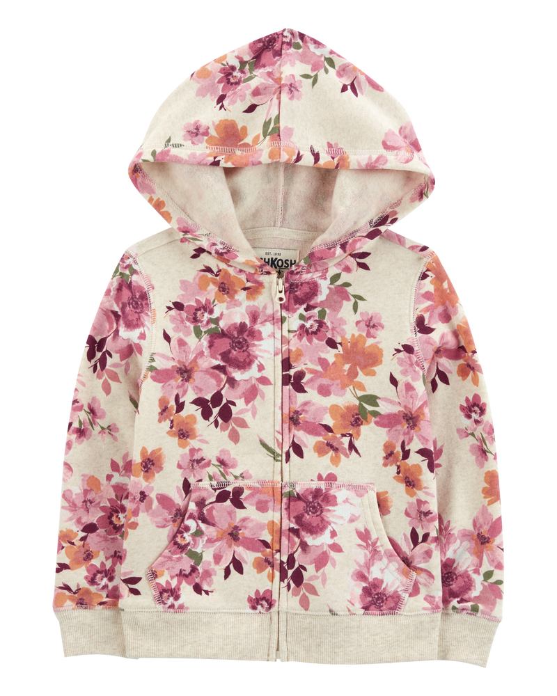 Baby Floral Print Fleece Jacket, image 1 of 3 slides