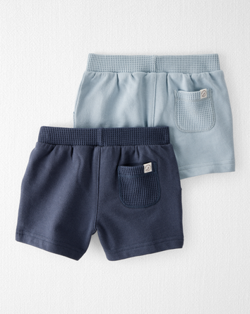 Baby 2-Pack Organic Cotton Waffle Knit Shorts, 