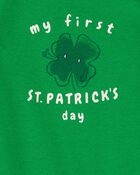 Baby St Patrick's Day Ribbed Long-Sleeve Bodysuit - Green, image 2 of 3 slides