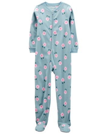 Kid 1-Piece Floral Fleece Footie Pajamas, 