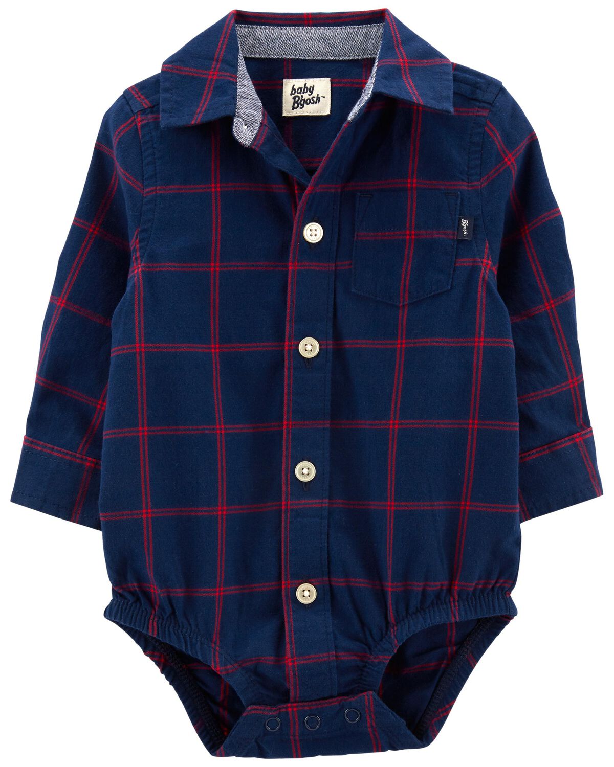 Blue Plaid Baby ButtonFront Plaid Flannel Bodysuit
