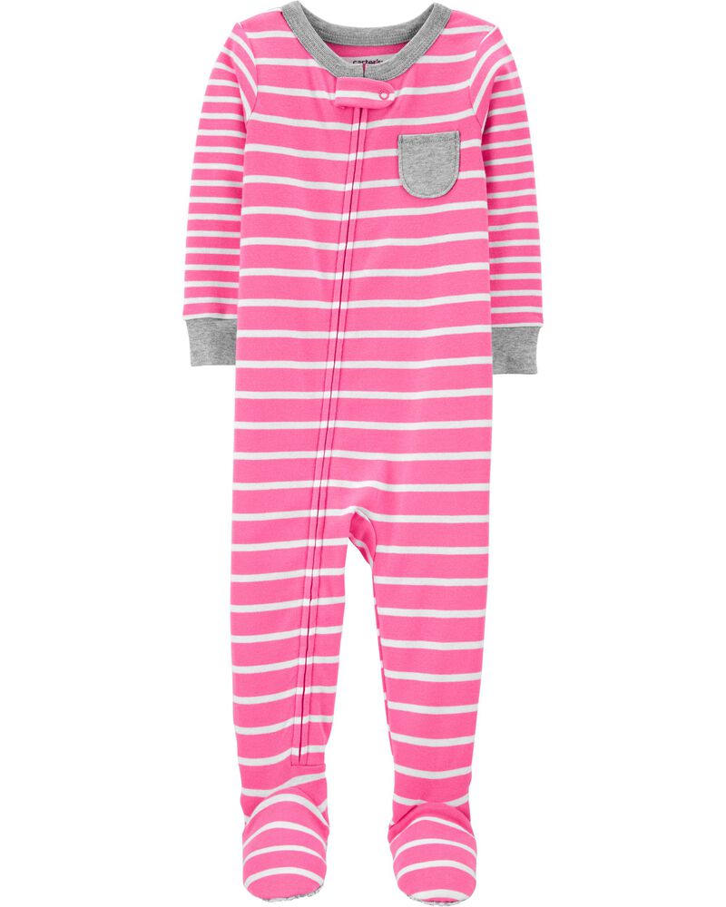 Baby 1-Piece Striped 100% Snug Fit Cotton Footie Pajamas, image 1 of 4 slides