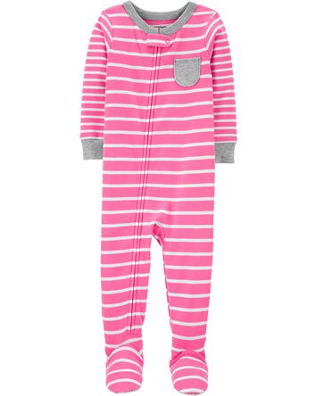 Baby 1-Piece Striped 100% Snug Fit Cotton Footie Pajamas, 