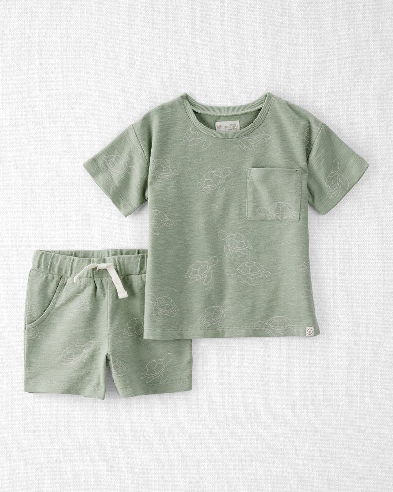 Toddler 2-Piece Turtles-Print Set Made with Organic Cotton, image 1 of 4 slides