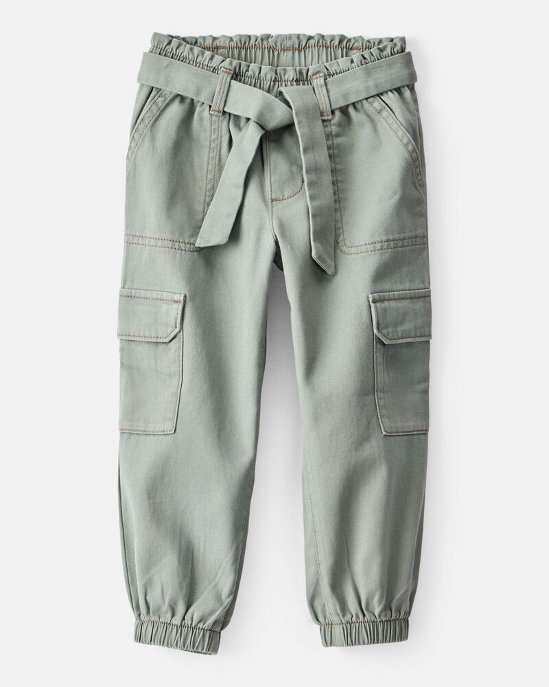 Toddler Girl Cotton Cargo Joggers - Green, image 1 of 5 slides