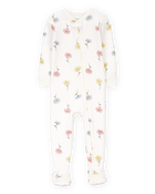 Baby Floral Print PurelySoft Footie 1-Piece Pajamas - Ivory, image 1 of 5 slides