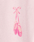 Baby Girl Ballet Print 100% Cotton Long-Sleeve 2-Way Zip 1-Piece Pajamas - Pink, image 3 of 4 slides